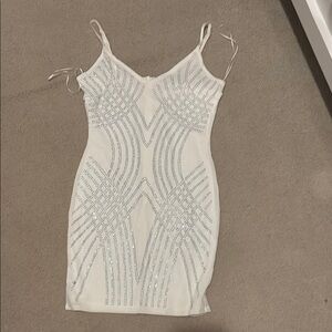 White Bodycon Mini Dress with Spaghetti Straps